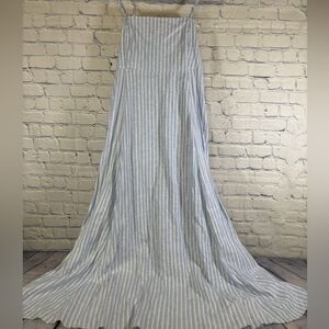 GAP Blue White Striped Linen Blend Coastal Classic Preppy Vacation Maxi Dress 8P